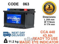 063 type Genuine OEM HEAVY DUTY Car Battery 45ah FITS ALL MAKES (BMW. BENZ. AUDI)