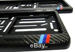 2 Genuine 3D Carbon Fibre Licence Number Plate Surround Holder Frame BMW M Sport