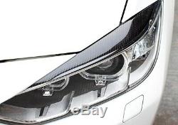 2x Genuine Carbon Fibre Headlight Brow Cover Eyelid Eyebrow 2012+ BMW F30 Saloon