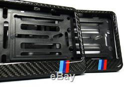 2x Real Carbon Fibre Car Licence Number Plate Surround Holder Frame BMW M Power