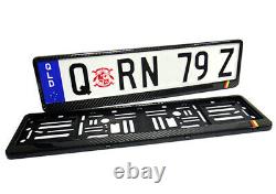 2x Real Carbon Fibre Number Plate Surround Holder Frame For Germany Audi BMW VW