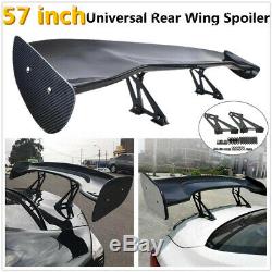 57'' Universal 3D 3DI GT Real Carbon Fiber Car Trunk Rear Racing Spoiler Wing
