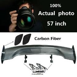 57'' Universal 3D 3DI GT Real Carbon Fiber Car Trunk Rear Racing Spoiler Wing UK