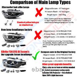 Aftermarket BMW F30 Bi Xenon Headlamps same as oem Genuine angel eyes LED