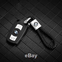 BMW Black Genuine Leather Braided Car Key Ring