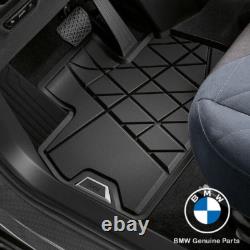 BMW Front Floor Mats iX Rubber All-Weather Black 2 Pieces Genuine 51475A20D49
