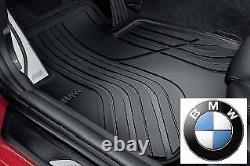 BMW Genuine All-Weather Rubber FRONT & REAR Car Floor Mats Set Black F20