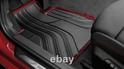 BMW Genuine Front Floor Mats All Weather LHD Anthracite Red Fits F20 51472219794