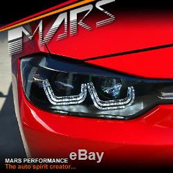 Black DRL LED Real Day-Time Projector Head Lights for BMW 3 Series F30 F31 12-15