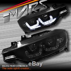 Black DRL LED Real Day-Time Projector Head Lights for BMW 3 Series F30 F31 12-15
