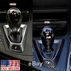 For BMW F80 M3 F82 M4 Gloss Real Carbon Fiber CF DCT Shifter + Base Trim Cover