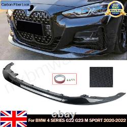 Front Splitter For BMW 4 Series G22 G23 M Sport Spoiler Lip 2021+ Carbon Painted