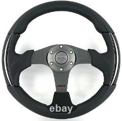 Genuine Momo Race 3000 steering wheel. Black leather, alcantara, chrome. RARE