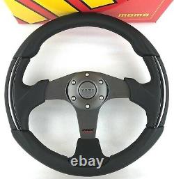 Genuine Momo Race 3000 steering wheel. Black leather, alcantara, chrome. RARE