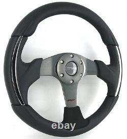 Genuine Momo Race 3000 steering wheel. Black leather, alcantara, chrome. RARE