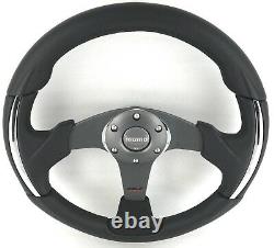 Genuine Momo Race 3000 steering wheel. Black leather, alcantara, chrome. RARE