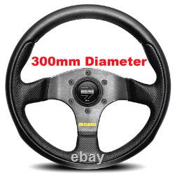 Genuine Momo Team 300mm Black Leather and Airleather steering wheel