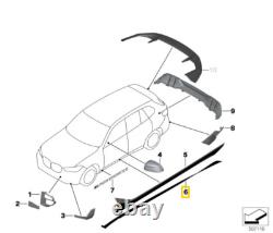 DÉCALQUE DE FILM DE BAS DE CAISSE BMW X5 G05 D'ORIGINE NOIR FROZEN, 51142456384. PAIRE. 28B