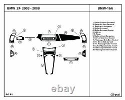 Real Carbon Fiber Dash Trim Kit Pour Tableau De Bord Intérieur Bmw Z4 2003-2008