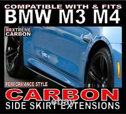 Real Carbon Fibre P-style Side Jupe Extensions Jupes Convient Bmw M3 M4 F80 F82